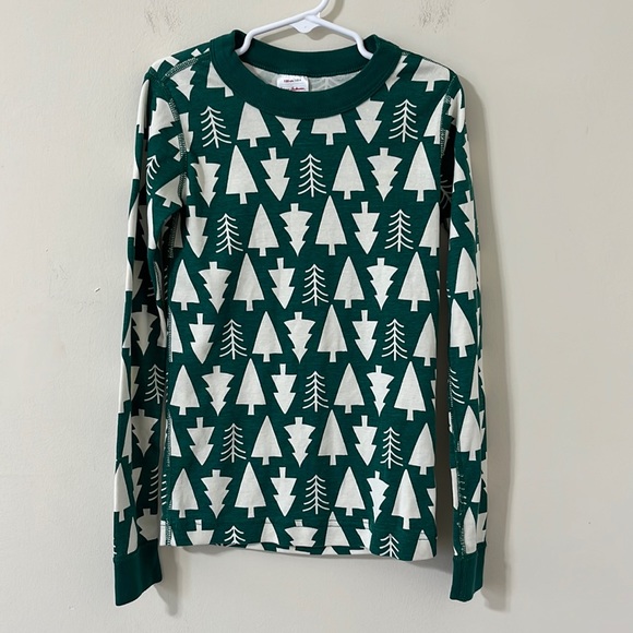 Hanna Andersson Green Christmas Tree Holiday Print Long John Pajama Top Size 8 - Picture 2 of 8